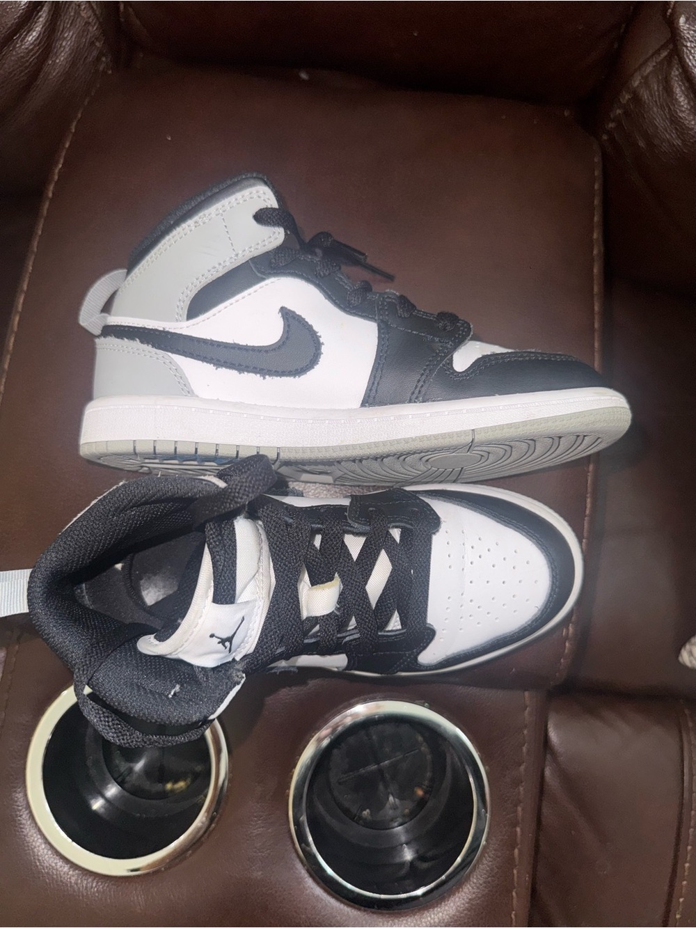 Jordan 1 Kids Black Grey & White High-Top Sneakers